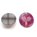 Front and back view of round Christmas elk crystal glass fridge magnets with black magnetic base - Pink-Purple Starry Sky Elk Style (XSWX6483-8-(30MM))