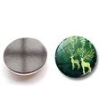 Detailed view of the glass magnet front and magnetic back with reindeer forest design - Dark Green Jungle Golden Deer Style (XSWX6483-5-(30MM))