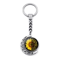 Rotating moon keychain with sunflower pendant and In a World Full of Roses message - Sunflower Inspiring Quote 1 (XSWX6459-5)