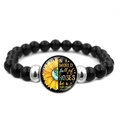 Bracciale elastico con perline nere e ciondolo in vetro Girasole e Terra con frase - Stile Creativo Girasole Unico (XSWX6470-9)