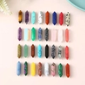 Polished hexagonal double-pointed natural crystal energy stone set in various materials - Customizable Color Contact Service
