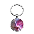 Silver galaxy nebula time gem keychain featuring pink and purple celestial art patterns - Pink Purple Starry Sky Style (XSWX6473-5)