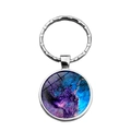 Nebula galaxy glass gemstone keychain with purple and blue starry sky alloy pendant - Dreamy Milky Way Style (XSWX6473-6)
