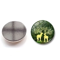 Golden reindeer silhouette on dark green forest background crystal glass fridge magnet - Golden Reindeer Silhouette Style (XSWX6483-3-(30MM))