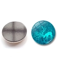Christmas elk crystal glass fridge magnet with blue background and magnetic back - Dark Blue Teal Deer Shadow Style (XSWX6483-4-(30MM))