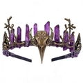 Gothic Amethyst-Krone Haarreif mit Krähenschädel und Zweigen für Damen Mode - Lila