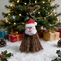 Mini scopa decorativa natalizia con Babbo Natale in peluche e nastro di Natale - Fiocco Verde e Babbo Natale