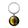 Sunflower keyring with She's Sunshine Mixed With A Little Hurricane quote design - Silver-She's Sunshine (XSWX6460-6)
