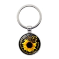 Sunflower and butterfly keychain with Be Kind quote in polished silver finish - Silver-Be Kind (XSWX6460-7)