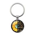 Silver sunflower keychain with quote IN A WORLD full of ROSES be a SUNFLOWER - Silver-Earth Sunflower (XSWX6460-9)