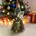 Christmas decorative broom with pine cones, holly leaves, and festive greenery detail - Xmas Tree Decor