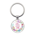 Religiöser Schlüsselanhänger mit Exodus 14:14 Vers und Blumenkranz auf Silbermedaille - Silber (Lord Will Fight) (XSWX6351-4)