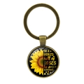 Bronze keychain with sunflower and 'Be a Sunflower' quote under glass dome - Antique Bronze-Be a Sunflower (XSWX6460-5)