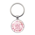 Floral round keychain with Ecclesiastes 3:11 bible verse and pink cherry blossom design - Silver (Everything Beautiful) (XSWX6351-5)