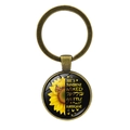 Vintage bronze You Are My Sunshine keychain with sunflower glass dome pendant - Antique Bronze-She's Sunshine (XSWX6460-6)