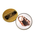 Spilla baseball vintage con base in metallo bronzo e cupola in vetro trasparente - Motivo Baseball e Guanto (XSWX6369-3) / Bronzo Antico