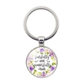 Silver metal keychain with floral design and fearfully and wonderfully made quote - Silver (Fearfully Wonderfully Made) (XSWX6351-7)