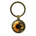 Bronze keychain featuring Just a GIRL who LOVES Sunflowers quote and vintage design - Antique Bronze-Just a Girl (XSWX6460-8)