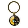 Bronze vintage keychain with sunflower and In a world full of roses be a sunflower quote - Antique Bronze-Earth Sunflower (XSWX6460-9)