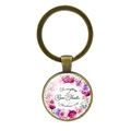 Bronze keychain with 'In everything, Give Thanks' quote and colorful floral wreath - Antique Bronze (Give Thanks) (XSWX6351-1)