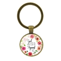 Vintage bronze keychain with floral design and Bible quote Romans 8:31 scripture - Antique Bronze (God Is For Us) (XSWX6351-6)