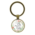 Vintage bronze keychain with Esth 4:14 floral quote under glass dome pendant - Antique Bronze (Moment Created) (XSWX6351-8)