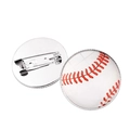 Classic round baseball pattern brooch pin with metal base and secure safety clasp - Classic Baseball Texture Pattern (XSWX6369-5) / Silver