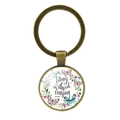 Vintage bronze keychain with Pray Without Ceasing quote and floral glass pendant - Antique Bronze (Pray Without Ceasing) (XSWX6351-10)