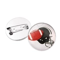 Retro round metal brooch pin with American football and helmet graphic glass dome - American Football and Helmet Pattern (XSWX6369-7) / Silver