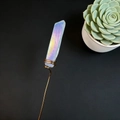 Macro detail of handmade aura quartz crystal wrapped in copper wire for floral decoration - Aura Rose Quartz