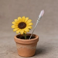 Spilla per capelli con cristallo rosa esagonale e decorazione floreale in argento - Quarzo rosa