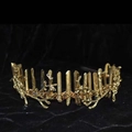 Golden natural crystal crown with branch wire and moon detail for bridal wedding hair - Gold Branch Style