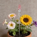 Pink quartz hexagonal point wand with silver filigree mount for home decor - Watermelon Quartz