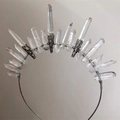 Corona boho fatta a mano con punte di cristallo bianco grezzo su cerchietto d'argento - Cerchietto Argento Cavo (Stile Quattro)