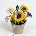 Natural obsidian hexagonal prism hair pin with silver filigree floral metalwork detail - Labradorite