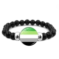 Aromantic flag charm bead bracelet featuring black polished stones and silver spacers - Aromantic Flag Style (XSWX6381-11)