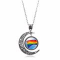 Collana luna argento con ciondolo in vetro bandiera arcobaleno per gioielli pride - Stile Cielo Arcobaleno