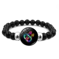 Gay Pride rainbow Mars symbol beaded bracelet with black onyx beads and silver spacers - Rainbow Double Male Symbol Style (XSWX6381-30)