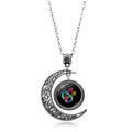 Collana luna vintage in argento con ciondolo arcobaleno e dettagli floreali - Stile Legame di Genere Arcobaleno