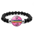 Rainbow Equality beaded bracelet with black stones and silver accents for LGBTQ+ support - Equality Theme Style (XSWX6381-35)
