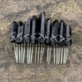 Macro shot of Wicca moon hair comb with black natural stones and silver wire wrap - Black (21)