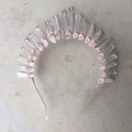 Corona in cristallo bianco fatta a mano con filo d'oro rosa per matrimoni e feste - Cristallo di rocca con filo oro rosa