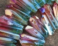Rainbow plated raw crystal pillar headband accessory with metallic finish for DIY jewelry - Red Green Moon Filigree Crown Headband