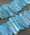 Aura blue crystal quartz points with iridescent finish for handmade crown headpieces - Light Blue Moon Filigree Crown Headband