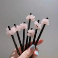 Black wooden hair pin with rose quartz chips and minimalist bohemian crystal design - Rose Quartz