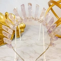 Serre-tête artisanal avec pierres de cristal lavande sur fil argenté pour mariage - Violet Clair Fil Doré Serre-tête Doré sans Lune