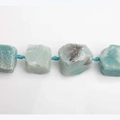 Pettine per capelli 20 denti fatto a mano con pietre naturali di amazzonite azzurra - Pettine d'Argento Filo d'Argento Amazonite