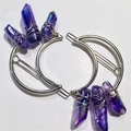Zwei mondförmige silberne Haarklammern mit violetten Kristallsteinen im Boho-Stil - Lila + Silberner Mond