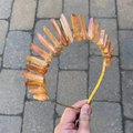 Handmade orange aura crystal crown headband with bohemian gold wire wrapped crystals - Coffee Crystal (Gold Wire)