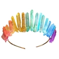 Dettaglio della fascia corona con cristalli arcobaleno bohémien e pietre grezze - Stile Oro Cristallo Arcobaleno